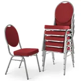 Raburg Stapelstuhl Bankettstuhl, stapelbar, für Konferenz, Seminar & Wartezimmer, David (Set), extra stabile, gepolsterte Metallstühle, belastbar bis 150 kg rot