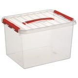 Sunware Q-Line Aufbewahrungsbox, transparent/rot, 22 l