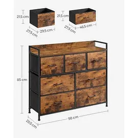 Songmics Sideboard, LTS137B01 braun 98,0 x 28,5 x 85,0 cm