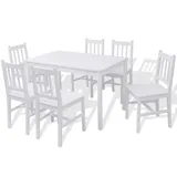 vidaXL Siebenteiliges Esstisch-Set Pinienholz Weiß