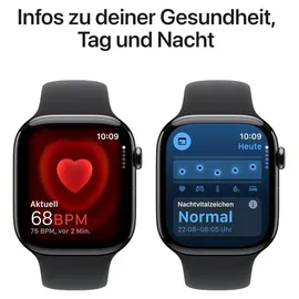 Apple Watch Series 10 GPS + Cellular 46 mm Titangehäuse schiefer Sportarmband schwarz M/L