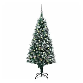 vidaXL Künstlicher Weihnachtsbaum mit LEDs Kugeln Zapfen 150 cm