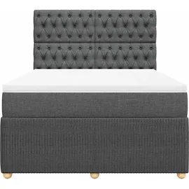 vidaXL Boxspringbett 140 x 200 cm Dunkelgrau