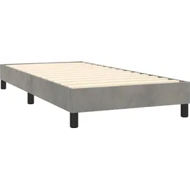 vidaXL Boxspringbett mit Matratze & LED Hellgrau 90x200 cm Samt
