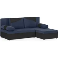 Ecksofa Polo mit Schlaffunktion - Marineblau/Schwarz - Blau/Schwarz