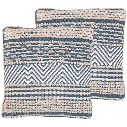 Kissen 2er Set DEWBERRY Baumwolle 45 x 45 cm Geometrisches Muster Blau