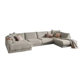 KAWOLA Wohnlandschaft U-Form Madeline Cord Longchair links steingrau