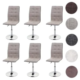 Mendler Esszimmerstuhl HWC-C41 Stoff creme-grau 6er Set