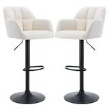 WAHSON OFFICE CHAIRS Barhocker Höhenverstellbar Für Kücheninsel Aus Samt Armlehne Beige 2er Set Wahson