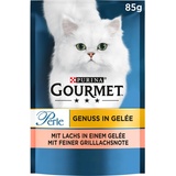 Gourmet Perle Genuss in Gelee Katzenfutter nass mit Lachs & feiner Grillachsnote 26er Pack (26 x 85g)