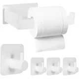 Kinberry Toilettenpapierhalter Ohne Bohren, 304 Edelstahl Klopapierhalter Ohne Bohren, WC Rollenhalter Ohne Bohren für Küche und Badzimmer, mit 4 Haken
