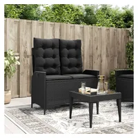 VidaXL Gartenbank Verstellbar mit Kissen Schwarz Poly Rattan