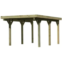 Karibu Carport Einzelcarport Classic Einzel 1 PVC Dach ohne Rundbögen (Holzcarport)