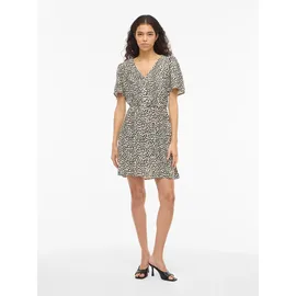 VILA VIGRACE V-Neck Minikleid Beige/Schwarz 34