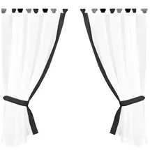 arsvita Gardinenset mit Schlaufen Skyline Landhausstil 140x120 cm - Anthrazit