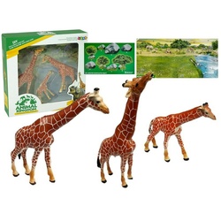 LEAN Toys Spielfigur Giraffenfiguren Familie Afrika Giraffen Tierfiguren Set Spielzeug braun