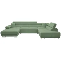 Mirjan24 Wohnlandschaft Hellgrün, 7-Sitzer, rechts montierbar,Rechteckig, 346x90x203 cm, Wohnzimmer, Sofas & Couches, Wohnlandschaften, Wohnlandschaften in U-Form