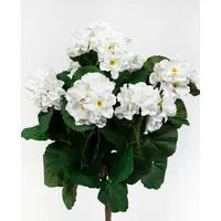 Seidenblumen Roß Geranie 38cm weiß -ohne Topf- ZF Kunstpflanzen