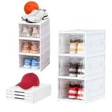 EMHTHME 1PCS Schuhboxen, Schuhboxen Stapelbar Transparent mit Deckel, Schuhaufbewahrungsbox, Schuh-Organizer aus Kunststoff, Schuhboxen für den Schrank, für Stöckelschuhe, Stiefeletten, bis Größe 46