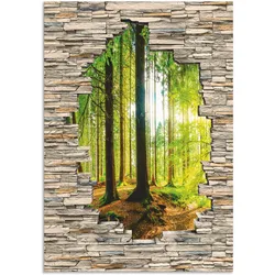 Artland Wandbild »Wald mit Bach Blick Stein Mauer«, Waldbilder, (1 St.), als Alubild, Outdoorbild, Poster, Wandaufkleber in verschied. Größen Artland Farbe Bild(er): grün