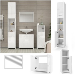 Vicco Badmöbel Set Kiko Badezimmer Spiegel Kommode Unterschrank Weiß / Weiß Hochglanz