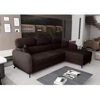 AX LIVING Ecksofa mit Schlaffunktion Ribella 5 in L 265 cm, Samt schokobraun Rechts - Braun
