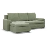 mebligo Ecksofa mit Schlaffunktion FORESTA, Sofa mit bettkasten Cord - Grün - Grün