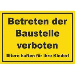 HB-Druck Betreten der Baustelle Aufkleber gelb-schwarz A8 (52x74mm)