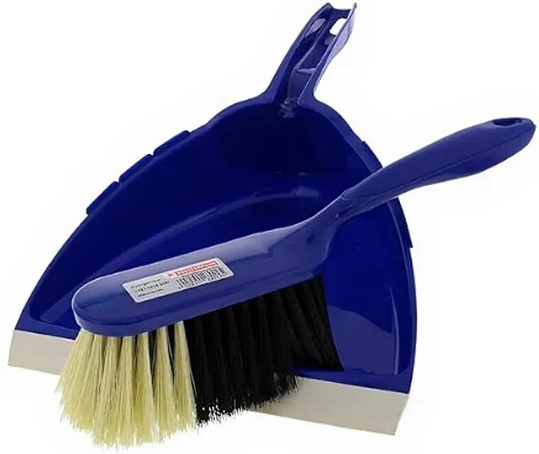 Kunststoffbesen & Kehrschaufel Set Blau, Propyl-Haar