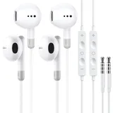 2 Pack Kopfhörer mit Kabel, 3,5 mm In-Ear Klinke Ohrhörer mit Mikrofon und Lautstärkeregler, Noise Cancelling Kopfhoerer für Samsung, iPad, Xiaomi, MP3/4, Huawei, iPhone 6/5/SE, usw 3.5mm Audiogeräte