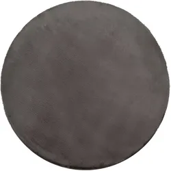 Fellteppich PACO HOME "Rabbit 780", grau (charcoal), H:26mm Ø:200cm, Polyester, Teppiche, Fellteppich, Kunstfell, Kaninchenfell-Haptik, echter Kuschelteppich, Uni-Farben