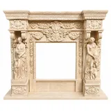 Casa Padrino Luxus Barock Marmor Kaminumrandung Beige 190 x H. 160 cm - Barock Möbel
