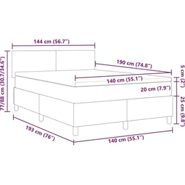 vidaXL Boxspringbett 140 x 190 cm Weiß