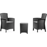 Dmora Lounge-Set für den Außenbereich Dfre, Garten-Set mit Kissen, Lounge-Set für den Innenbereich in Rattan-Optik, 100 % Made in Italy, Anthrazit - Schwarz