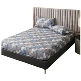 Refttenw Bett-Set Bedrucktes Spannbettlaken Set, Spannbettlaken 120x200 cm mit 2 Kissenbezüge 50x70 cm blau