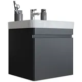 Newroom Waschtisch Axina, Waschbeckenunterschrank inkl. Waschbecken lackiert - Hängend schwarz 50 cm x 54 cm x 50 cm