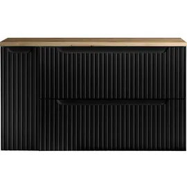 [en.casa] Waschtisch Newport 100x60x40 cm Schwarz/Eichenoptik