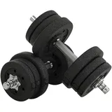 HOMCOM Kurzhantel Set 25KG Hantelset mit Hantelscheiben für Zuhause Büro Fitnessstudio Stahl Kunstleder Schwarz Krafttraining