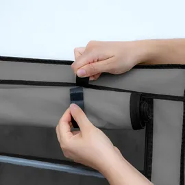 Intirilife Faltschrank 170x58x28 cm in ASCH GRAU - mit Reißverschluss Stoffschrank Kleiderschrank Schuhregal mit 9 Ablagefächern - Camping Steckschr