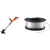 Black+Decker BESTE630 Elektro-Rasentrimmer/Rasenkantenschneider, 230 V, Schwarz, 30 cm + vollautomatische Einzelfadenspule (für Rasentrimmer 10m Länge, 1.5mm Fadendurchmesser) A6481