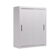 MOEBLO Schiebetürenschrank LUNORA 160 (Kleiderschrank mit 2 Türen, 5 Einlegeböden & Kleiderstange, modern & platzsparend, Schwebetürenschrank 2-türig Schrank Garderobe Schiebtüren Schlafzimmer) (B×H×T): 160 × 200 × 64 cm weiß
