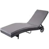 Sonnenliege HHG-456, Gartenliege Relaxliege Liege, Poly-Rattan anthrazit, Kissen dunkelgrau