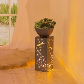 Easy Maxx LED Dekosäule 87 cm Beton-Optik Pflanzschale grau