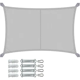 VOUNOT VOUNOT® Sonnensegel Rechteckig mit Befestigung Set, 3x4m, Grau - Grau