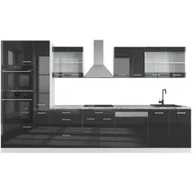 Vicco Küchenzeile R-Line 350 cm Anthrazit Hochglanz/Weiß