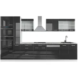 Vicco Küchenzeile R-Line 350 cm Anthrazit Hochglanz/Weiß
