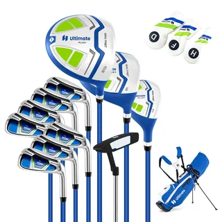 COSTWAY Komplett Golfschläger Set Herren, 15 teilges Golf Set Rechtshänder mit Golftasche & Regenhaube, Golfschlägersätze mit Driver, #3 Fairway-Holz, Hybrid, Eisen & Putter (Blau)