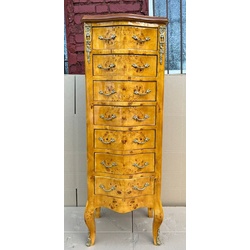 Casa Padrino Barock Kommode Vogelaugen Ahorn - Handgefertigter Barockstil Massivholz Schrank im mit 7 Schubladen - Wohnzimmer Möbel im Barockstil - Barock Möbel - Barock Einrichtung