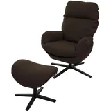 Mendler Relaxsessel + Hocker HWC-L12, Fernsehsessel Sessel Schaukelstuhl Wippfunktion, drehbar, Metall Stoff/Textil ~ braun