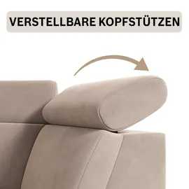 beautysofa Ecksofa AURORA II L-Form Ottomane links, mit Schlaffunktion & Bettkasten, Beige - Beige